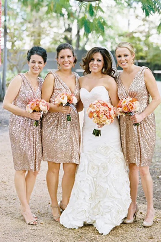 Wedding guest dresses with tiered skirts for a feminine lookSparkly Sleeveless Champagne Bridesmaid Dress Wedding guest dresses with tiered skirts for a feminine lookSparkly Sleeveless Champagne Bridesmaid Dress