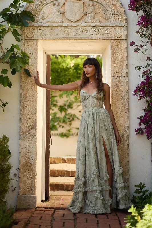 Animal - print wedding guest dresses in subtle colors for a bold statementThe Carmen Dress in Sage Tapestry Animal - print wedding guest dresses in subtle colors for a bold statementThe Carmen Dress in Sage Tapestry
