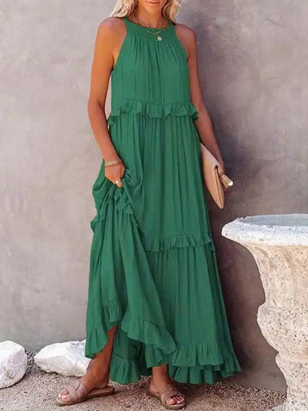 Cocktail dresses with a velvet - trimmed collar and a short skirtWomen’s Solid Color A-Line Sleeveless Long Dress Cocktail dresses with a velvet - trimmed collar and a short skirtWomen’s Solid Color A-Line Sleeveless Long Dress