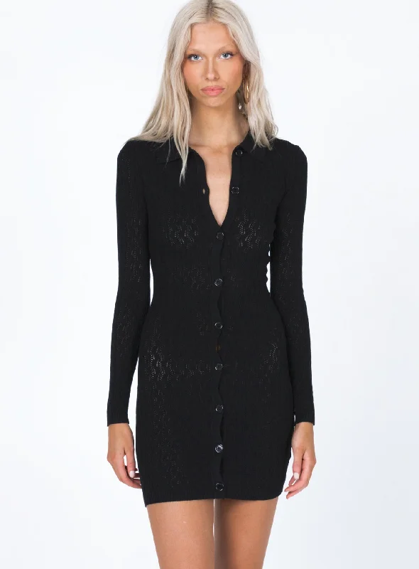 Strapless bodycon dress for a glamorous evening​Zayda Long Sleeve Mini Dress Black