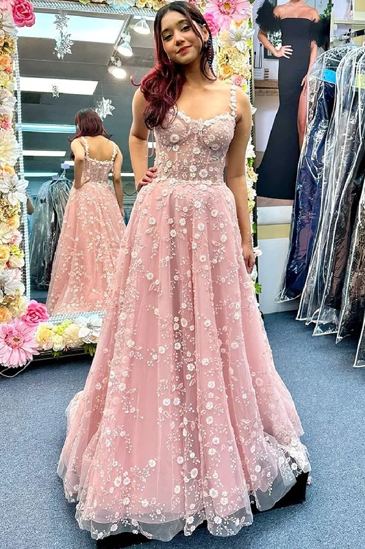 A-Line Blush Corset Prom Dress