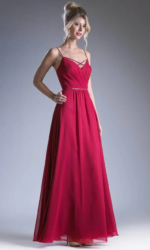 Cinderella Divine 1010 - Crisscross Neck Ruch Bod Chiffon Gown