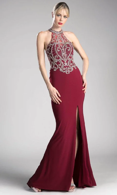 Cinderella Divine ML202 - Beaded Halter Evening Gown