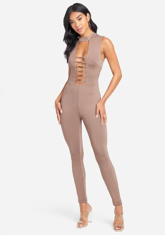 A - line formal dresses with beaded lace appliques for formal eventsGold Bar Detail Jumpsuit A - line formal dresses with beaded lace appliques for formal eventsGold Bar Detail Jumpsuit