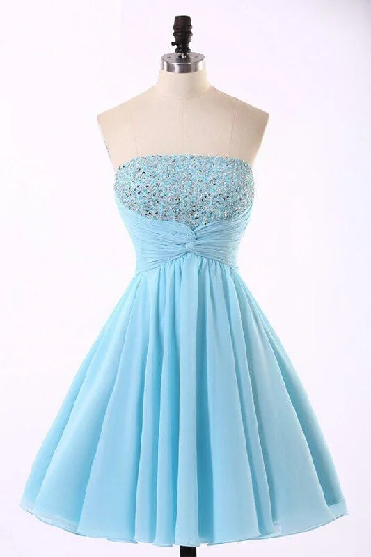 Party dresses with a sheer panel for a hint of allureHigh Quality Chiffon Light Blue Homecoming Dresses PG022 Party dresses with a sheer panel for a hint of allureHigh Quality Chiffon Light Blue Homecoming Dresses PG022