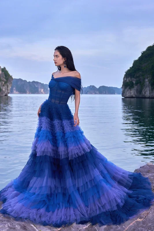Party dresses with a bow detail for a cute and charming touchItziar Layered Off-Shoulder Mesh Sheer Maxi Dress Party dresses with a bow detail for a cute and charming touchItziar Layered Off-Shoulder Mesh Sheer Maxi Dress