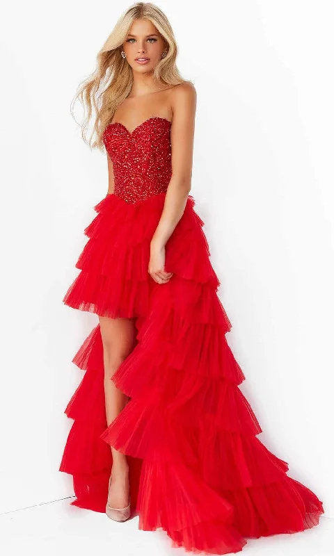 Jovani - 08100 Bedazzled Strapless High Low Dress