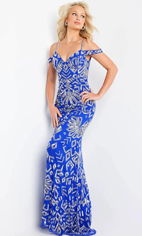Prom dresses with tiered ruffled sleeves and satin skirts for a feminine and voluminous lookJovani 09905 - Sequined Off-Shoulder Evening Dress Prom dresses with tiered ruffled sleeves and satin skirts for a feminine and voluminous lookJovani 09905 - Sequined Off-Shoulder Evening Dress