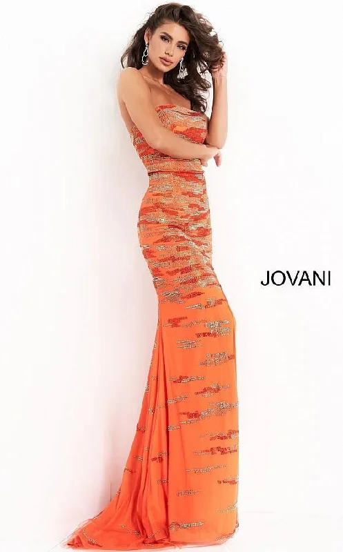 Jovani 00683 Prom Long Strapless High Slit Dress