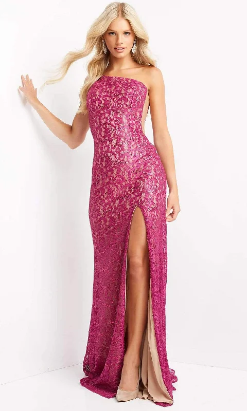 JVN by Jovani - JVN06127 One Shoulder Lace Sheath Gown