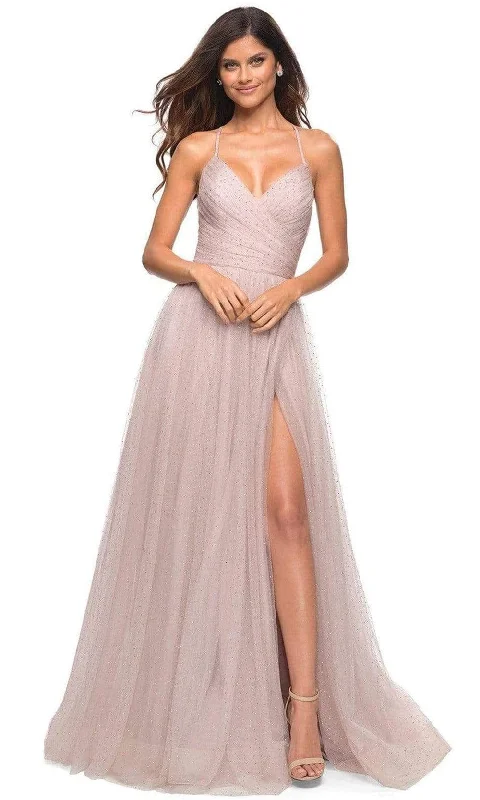 La Femme - 30536 Beaded High Slit Ballgown