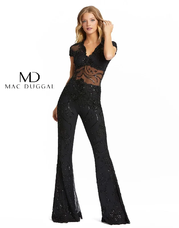 Mac Duggal 1993 Long Formal Beaded Lace Jumpsuit