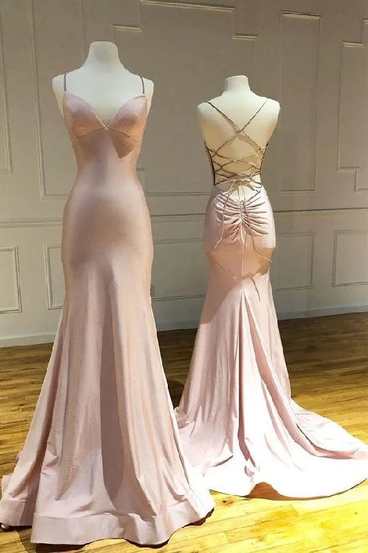 Ball gown party dresses with a full skirt for a princess - like lookMermaid Prom Dress Pink Satin Criss Cross Long Evening Gowns PSK111 Ball gown party dresses with a full skirt for a princess - like lookMermaid Prom Dress Pink Satin Criss Cross Long Evening Gowns PSK111
