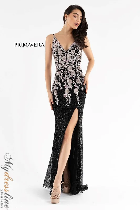 Prom dresses with lace - up side panels and ruffled bodices for a feminine and detailed lookPrimavera 3730 Prom dresses with lace - up side panels and ruffled bodices for a feminine and detailed lookPrimavera 3730