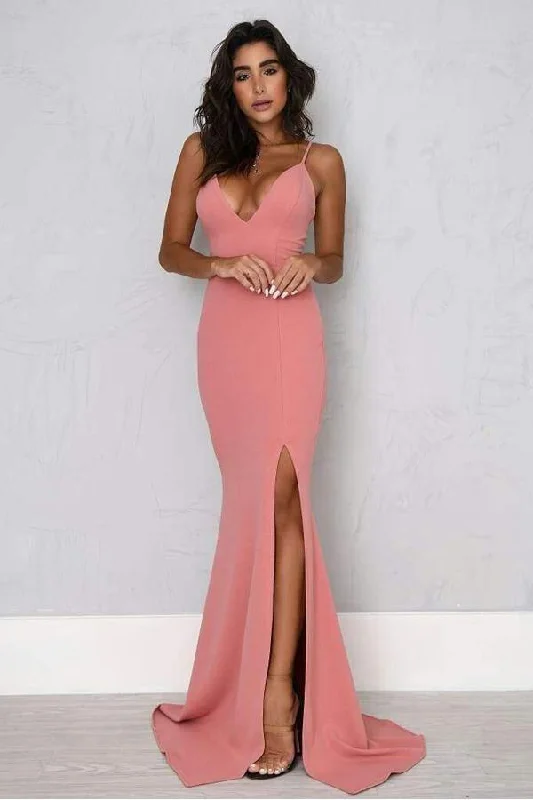 Retro - style party dresses inspired by the 1920s - 1980sSexy Sheath Split Spaghetti Straps Mermaid Prom/Formal Dress PSK091 Retro - style party dresses inspired by the 1920s - 1980sSexy Sheath Split Spaghetti Straps Mermaid Prom/Formal Dress PSK091