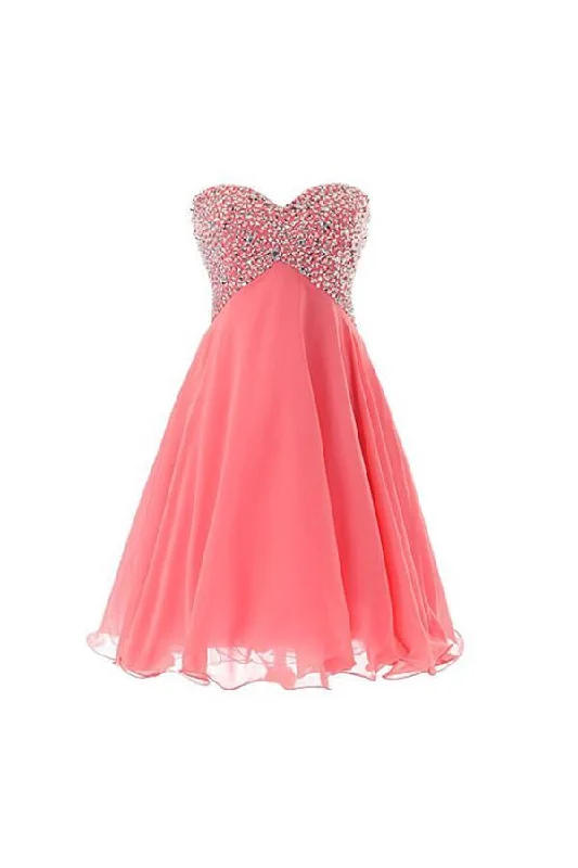 Party dresses with a unique neckline, like a sweetheart or square neckSweetheart Beaded Prom Gown Short Homecoming Dress PG048 Party dresses with a unique neckline, like a sweetheart or square neckSweetheart Beaded Prom Gown Short Homecoming Dress PG048