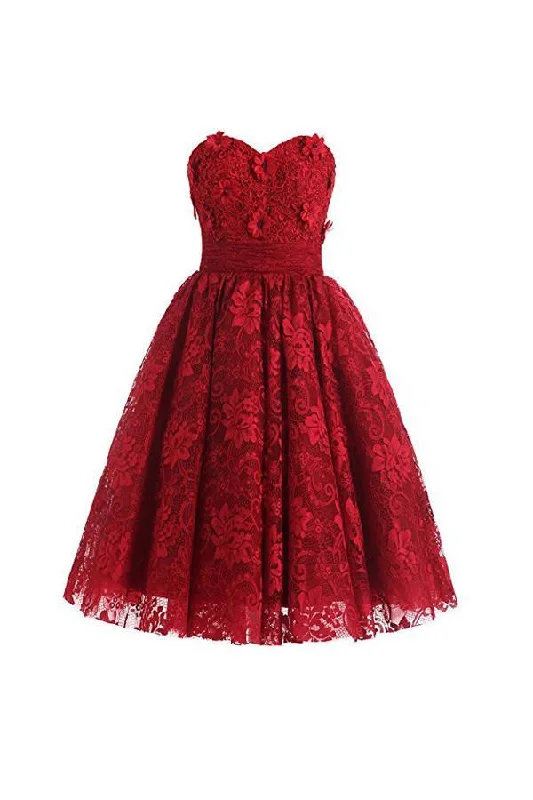 Sweetheart Knee Length Homecoming Dresses Lace Cocktail Dress PG070