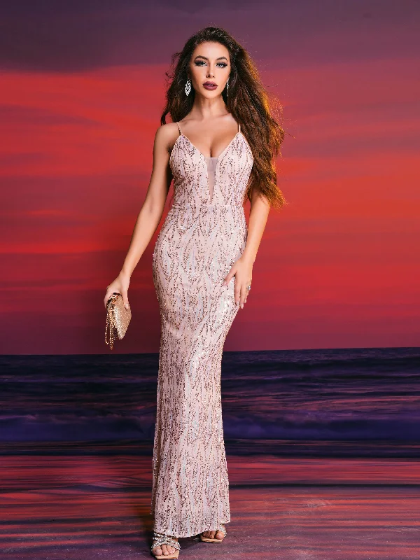 Prom dresses with ruched bodices and organza sleeves for a romantic lookV-neck Sleeveless Sequin Maxi Dress XH1589 Prom dresses with ruched bodices and organza sleeves for a romantic lookV-neck Sleeveless Sequin Maxi Dress XH1589