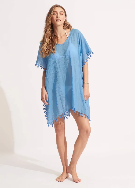Petite - fit cropped linen cover ups for a breezy summer strollAmnesia Kaftan - Azure Petite - fit cropped linen cover ups for a breezy summer strollAmnesia Kaftan - Azure