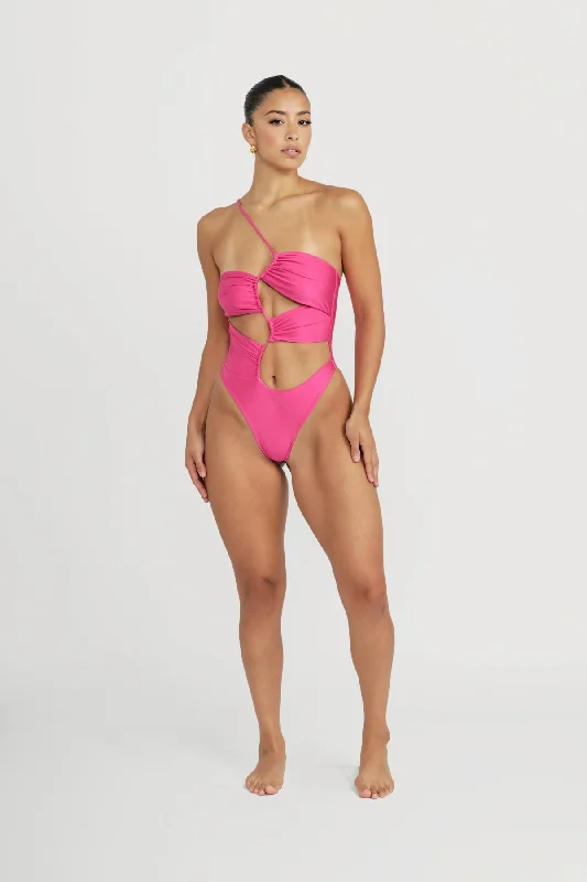 Women's Long - Sleeve Turtleneck One - Pieces in Navy for a Sophisticated Winter EnsembleBiscayne One Piece - Hot Pink Women's Long - Sleeve Turtleneck One - Pieces in Navy for a Sophisticated Winter EnsembleBiscayne One Piece - Hot Pink