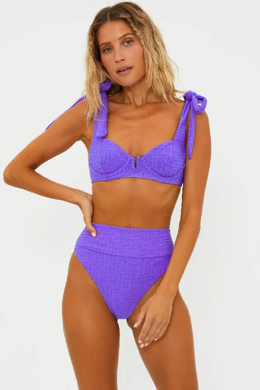Plus Size Women's Floral - Embroidery Swim Tops in Cream for a Delicate and Elegant AppearanceBlair Top Ultra Violet Terry Plus Size Women's Floral - Embroidery Swim Tops in Cream for a Delicate and Elegant AppearanceBlair Top Ultra Violet Terry