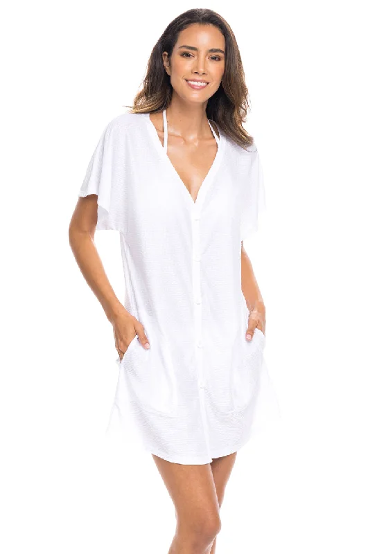 Plus - size floral print cover ups for a stylish beach lookBUTTON FRONT DRESS WITH POCKETS Plus - size floral print cover ups for a stylish beach lookBUTTON FRONT DRESS WITH POCKETS