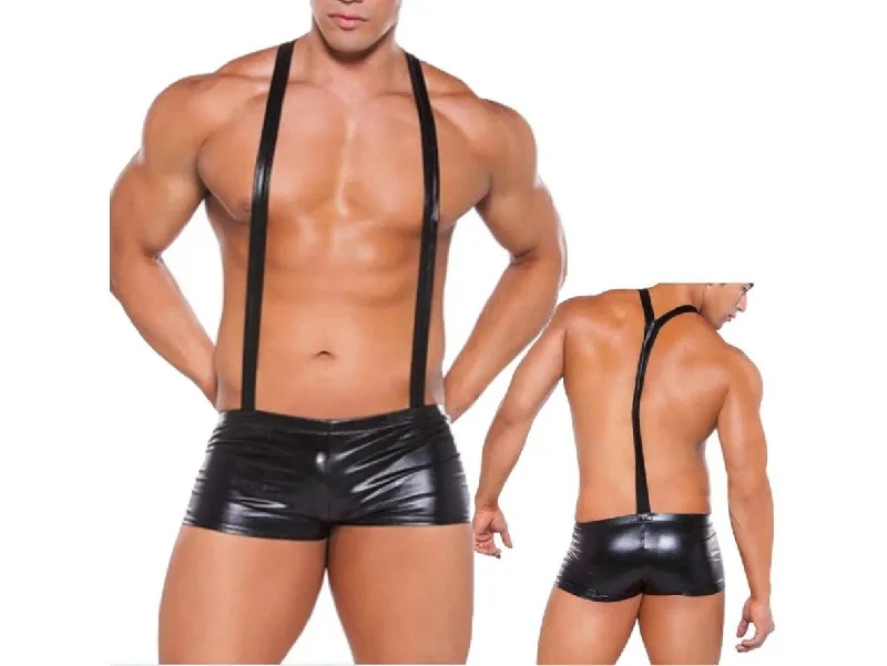 Gay Bodysuits | Clubwear Wet Look Faux Leather Bodysuit