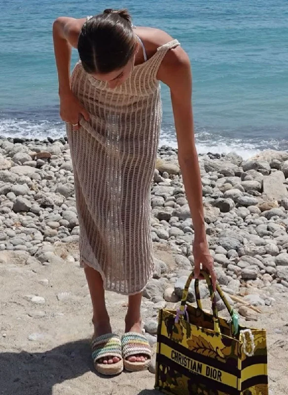 Tunic - style cover ups for a loose and comfortable beach outfitCrochet Backless Dress Tunic - style cover ups for a loose and comfortable beach outfitCrochet Backless Dress