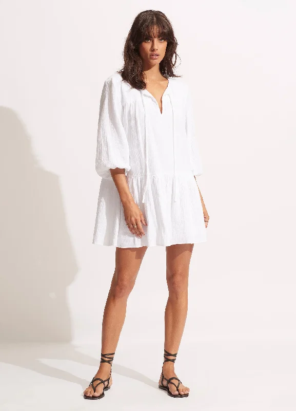 Knee - length cover ups for a versatile and practical beachwear optionFallow Textured Cotton Cover Up - White Knee - length cover ups for a versatile and practical beachwear optionFallow Textured Cotton Cover Up - White