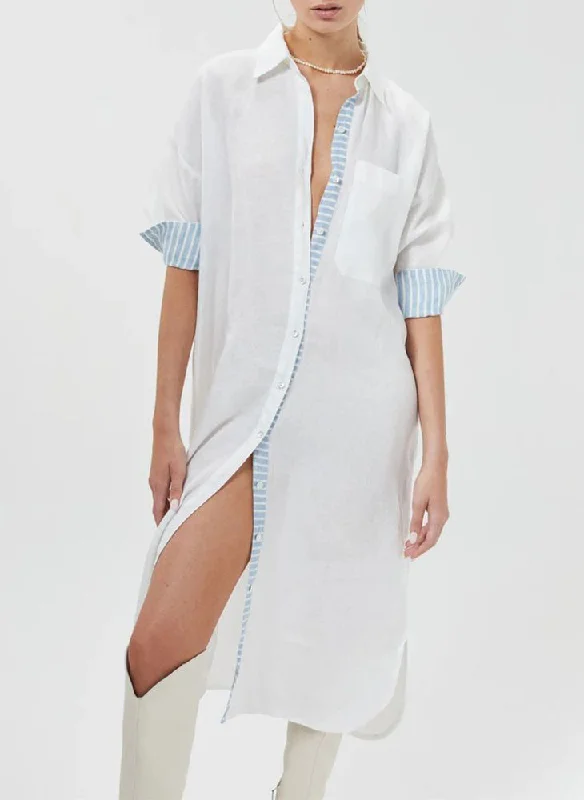 Sequined cover ups for a glamorous poolside eveningIsland Linen Midi Dress