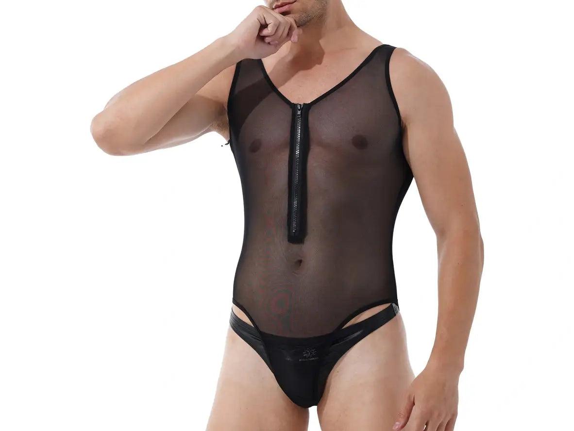 Thermal Bodysuits for Extra Warmth in WinterGay Bodysuits | Sleeveless Front Zippered High Cut Mesh Bodysuit Thermal Bodysuits for Extra Warmth in WinterGay Bodysuits | Sleeveless Front Zippered High Cut Mesh Bodysuit