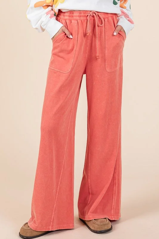Button - Front Bodysuits with a Classic and Timeless AppealMineral Wash French Terry Drawstring Wide Leg Pants Button - Front Bodysuits with a Classic and Timeless AppealMineral Wash French Terry Drawstring Wide Leg Pants