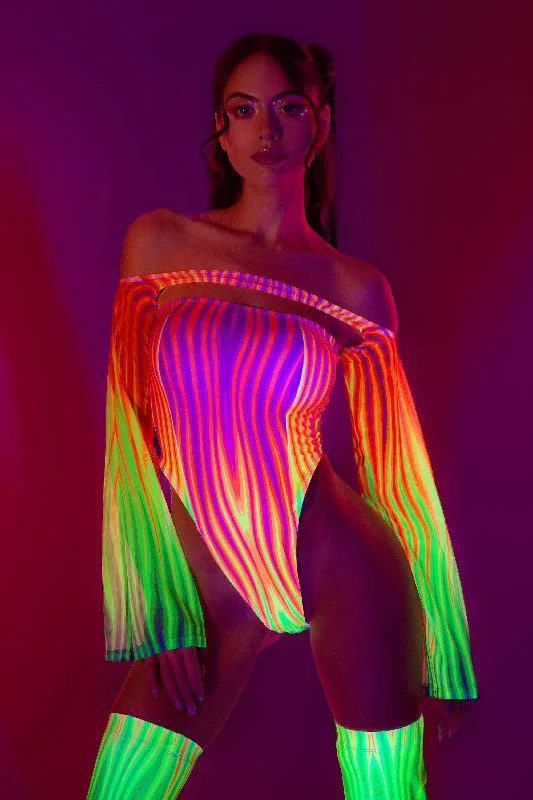 Sheer Bodysuits for a Seductive and Alluring OutfitRainbow Flame 3-Piece Set