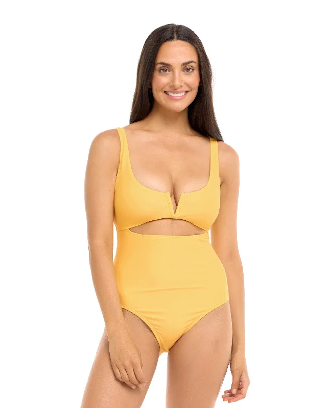 Women's Sleeveless Backless One - Pieces in Black with Cut - Out Details for a Sexy Beach LookSmoothies Eli One-Piece Swimsuit - Canary Women's Sleeveless Backless One - Pieces in Black with Cut - Out Details for a Sexy Beach LookSmoothies Eli One-Piece Swimsuit - Canary