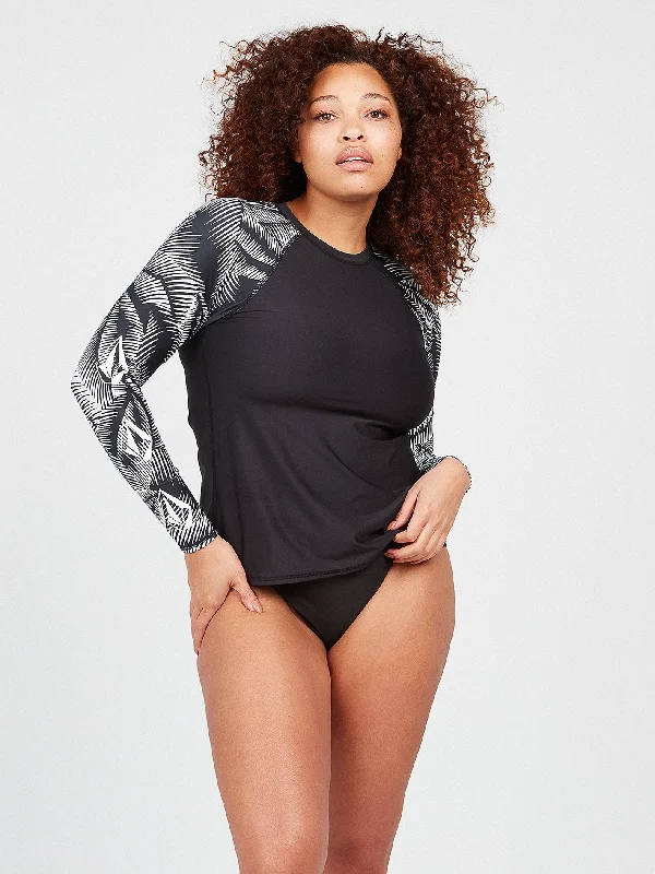 Stay or Leaf Long Sleeve UPF 50 Plus Size Rashguard - Black