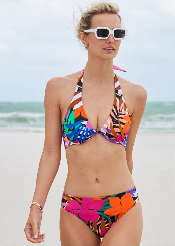 Belize Underwire Halter Top - Tropical Floral Small