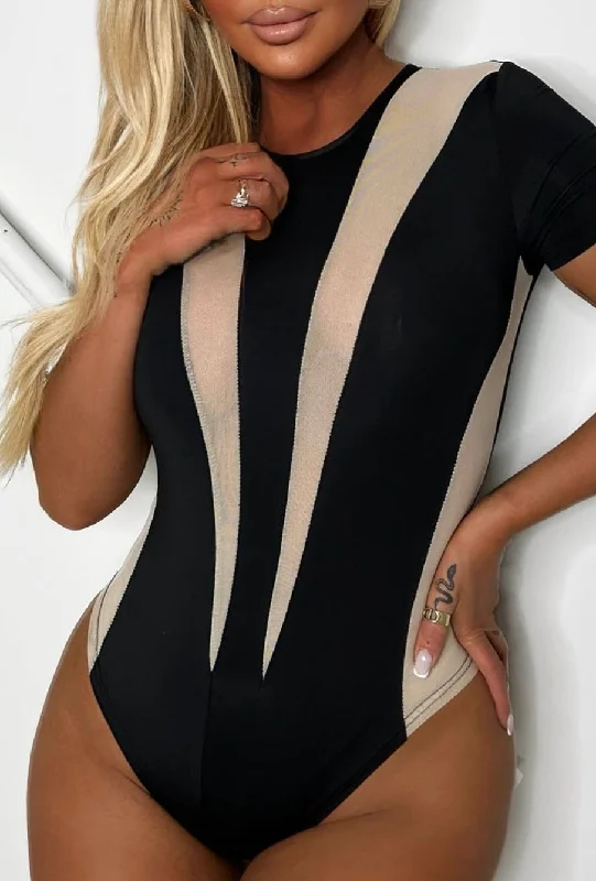 Wild Visions Black Mesh Panelled Bodysuit