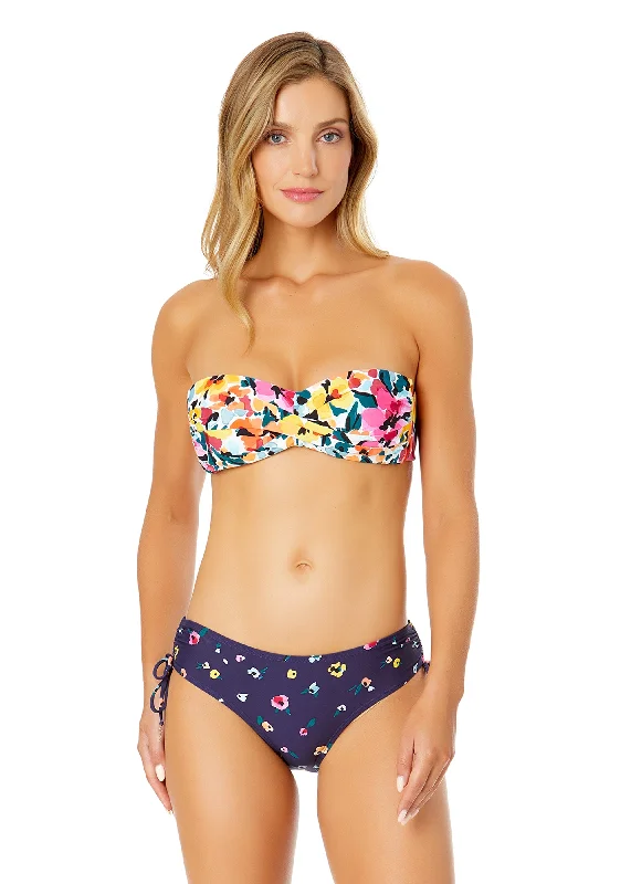 Women's Wireless Sports Swim Tops in Gray for Comfort during Water WorkoutsWomen's Gradient Floral Twist Bandeau Bikini Swim Top